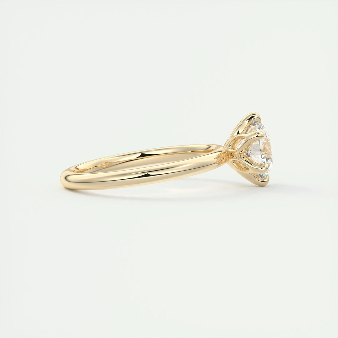 Macro shot of round cut diamond facets in solitaire ring setting