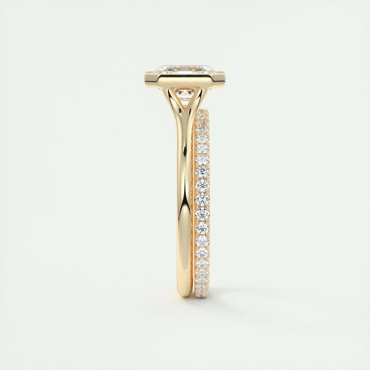 Premium asscher cut bezel engagement ring crafted in solid gold