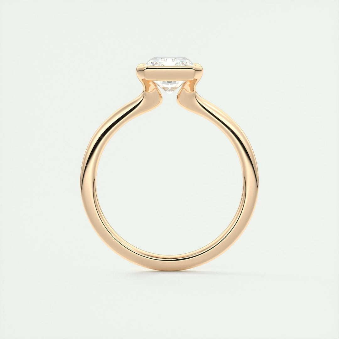 Radiant cut solitaire engagement ring shown in real-life wear