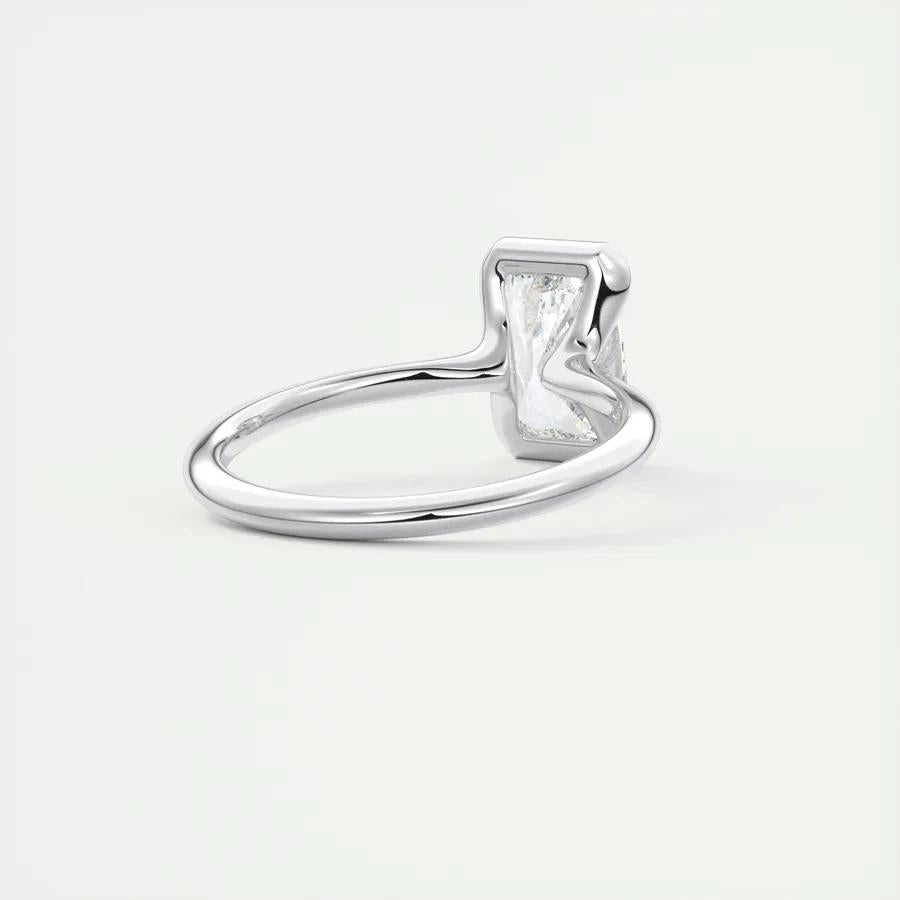 Top-down view of radiant cut solitaire engagement ring