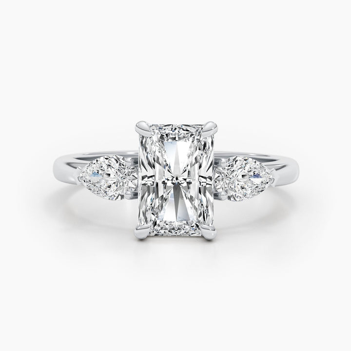 Buy 2.24CT radiant three stone lab grown diamond engagement ring online