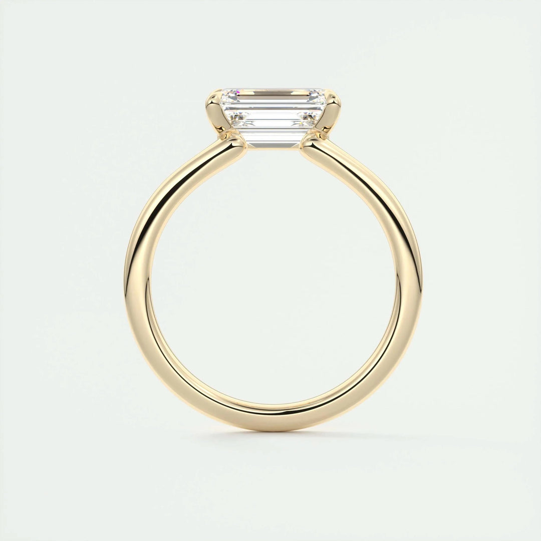 Emerald cut solitaire engagement ring with IGI certified center diamond