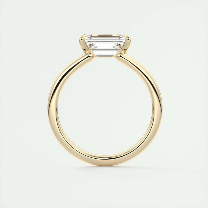 Emerald cut solitaire engagement ring with IGI certified center diamond