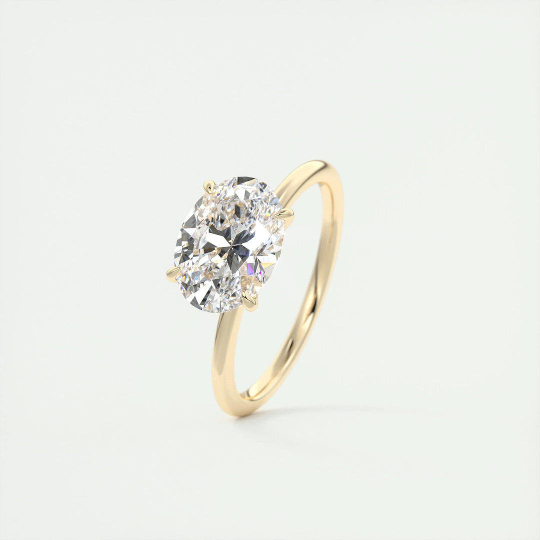Oval east west engagement ring with brilliant diamond sparkle