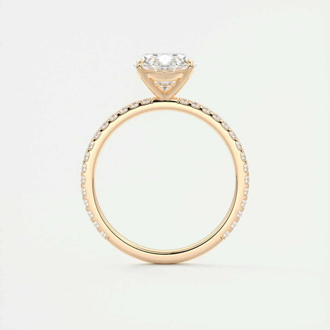 Oval pave diamond engagement ring available in multiple metals