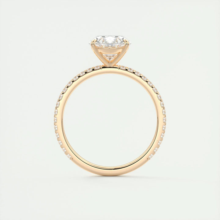 Oval pave diamond engagement ring available in multiple metals