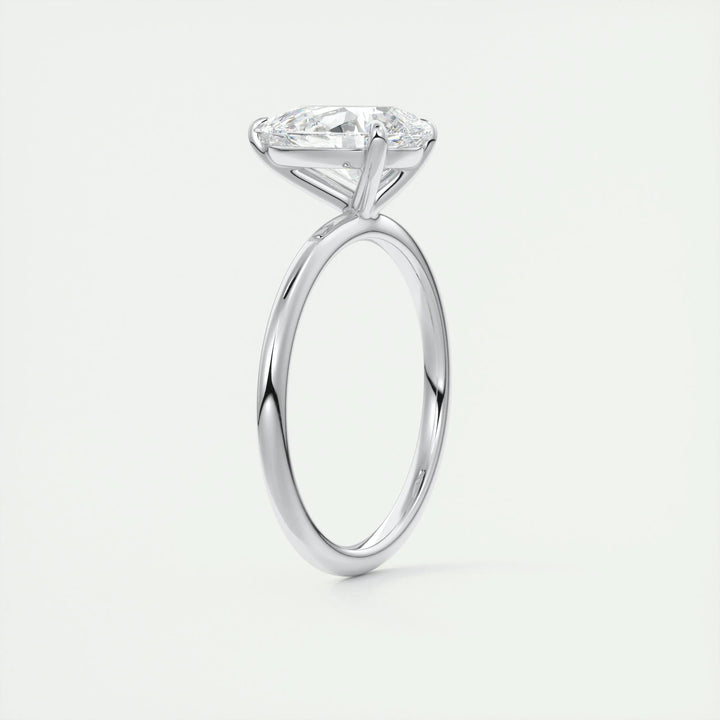 Detailed close-up of pear solitaire diamond engagement ring