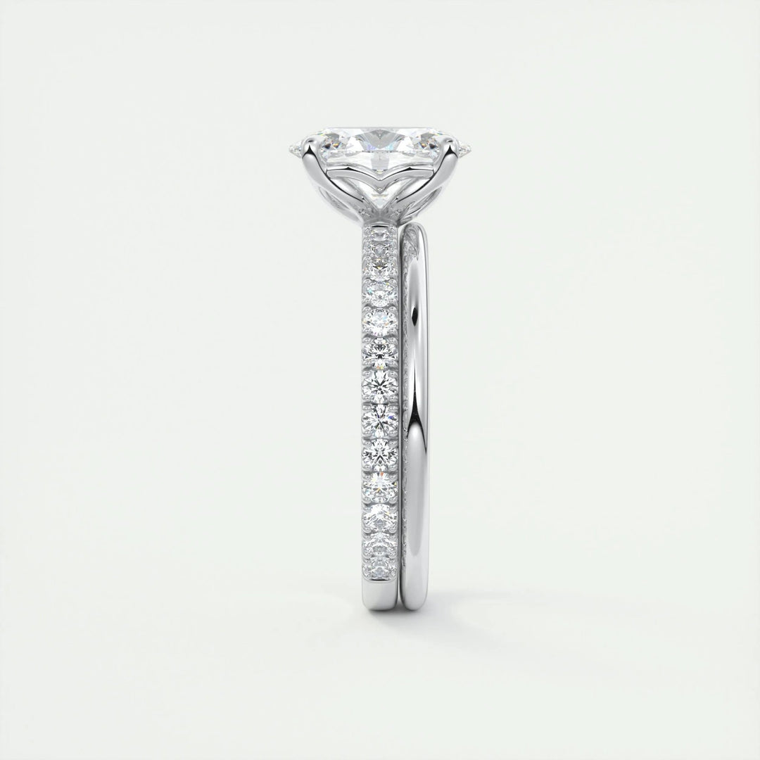 Oval cut pave engagement ring with IGI certified center diamond