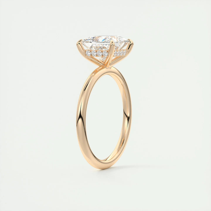 Princess cut engagement ring shown with authenticity certificate