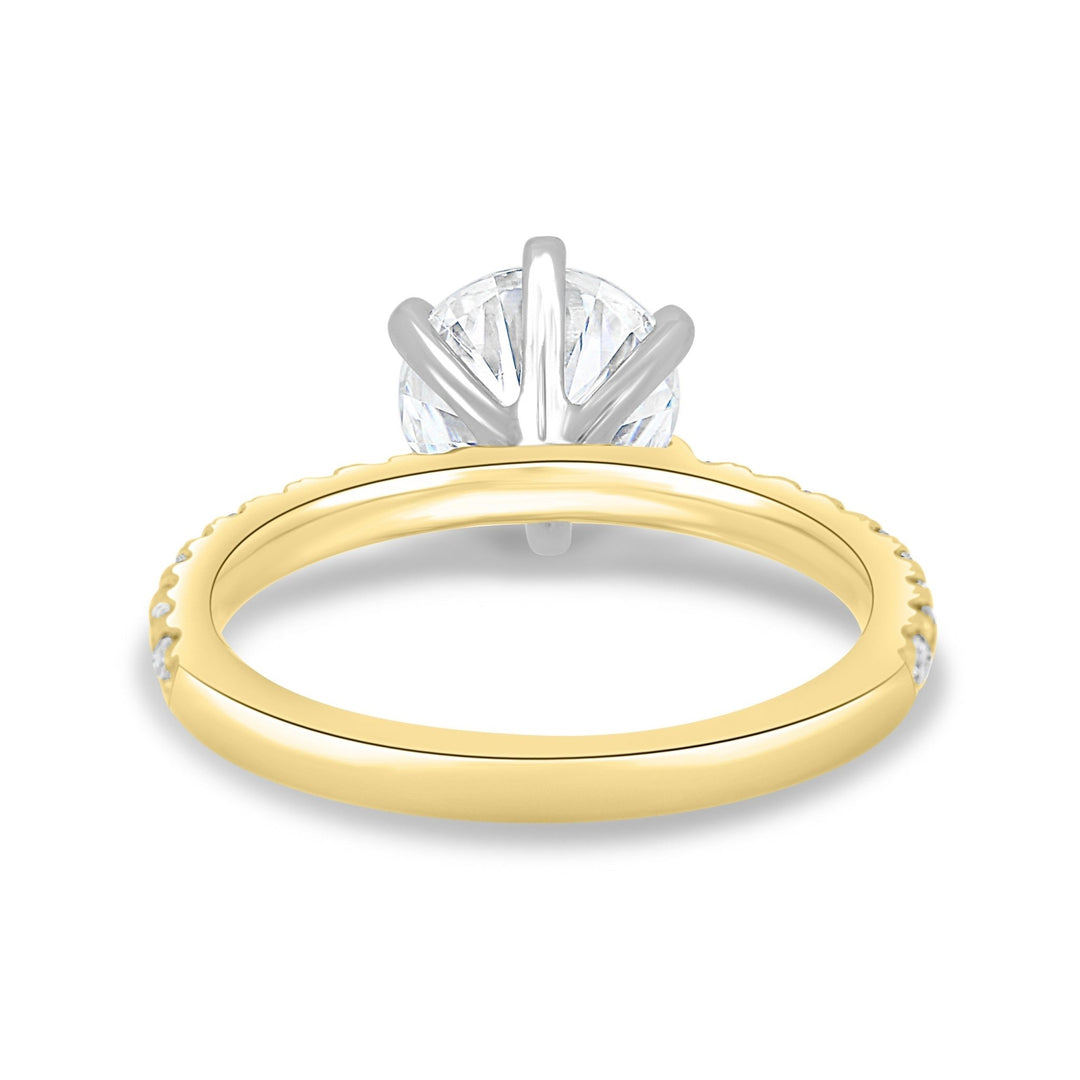 Round cut pave engagement ring with IGI certified center diamond