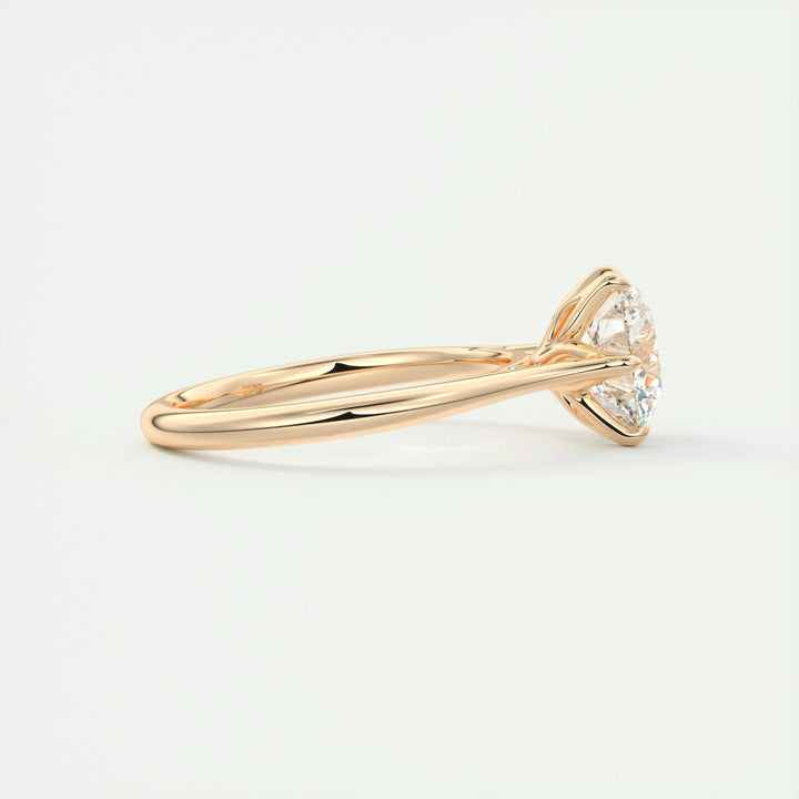 Fine craftsmanship detail on round pave engagement ring