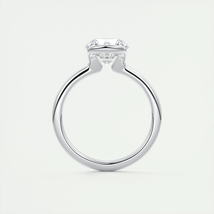 Round solitaire lab grown diamond ring side profile in gold setting