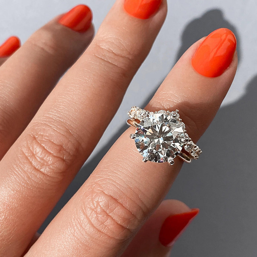Round solitaire engagement ring with certified lab grown diamond