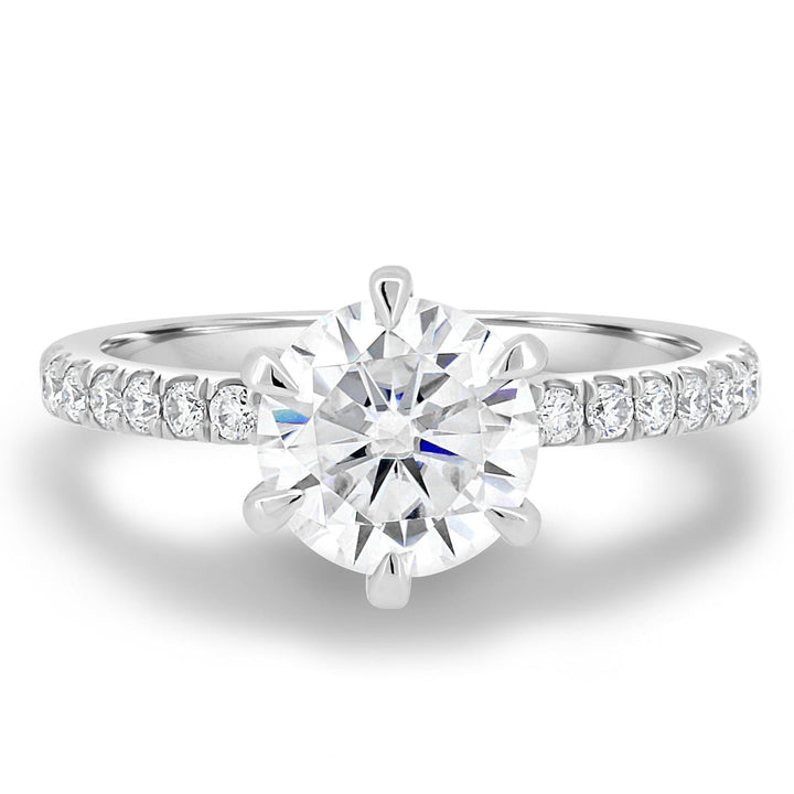 Round pave engagement ring with certified lab grown diamond