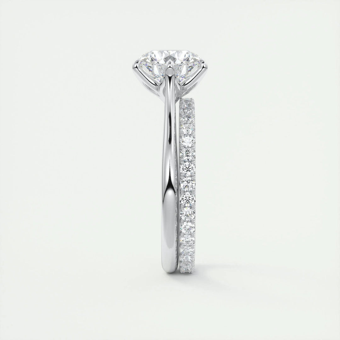 Round pave engagement ring with IGI certificate and packaging