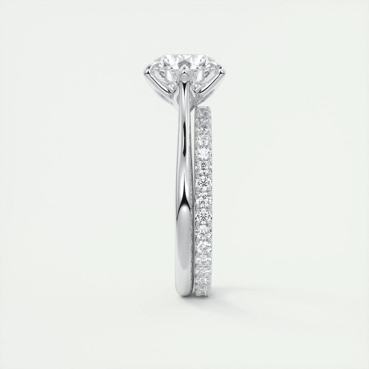 Round pave engagement ring with IGI certificate and packaging