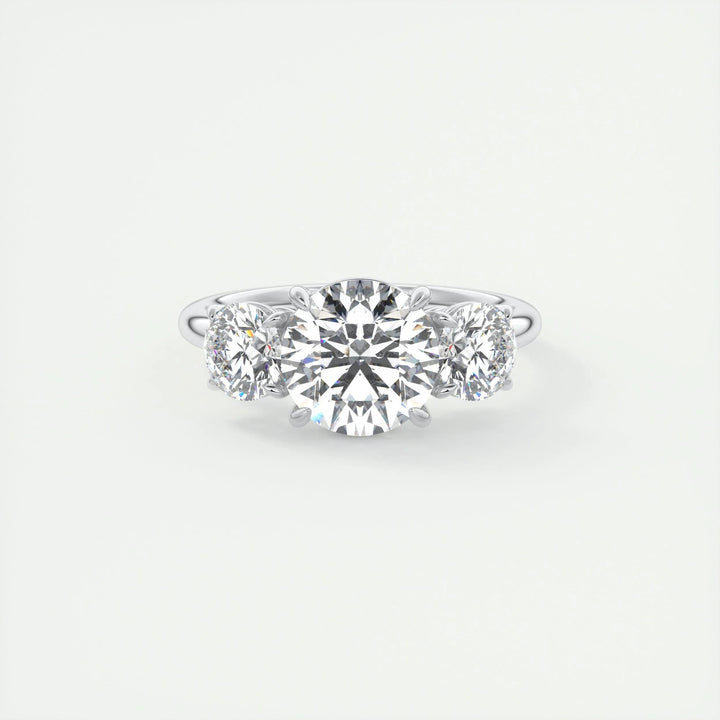 2CT round three stone lab grown diamond engagement ring for sale