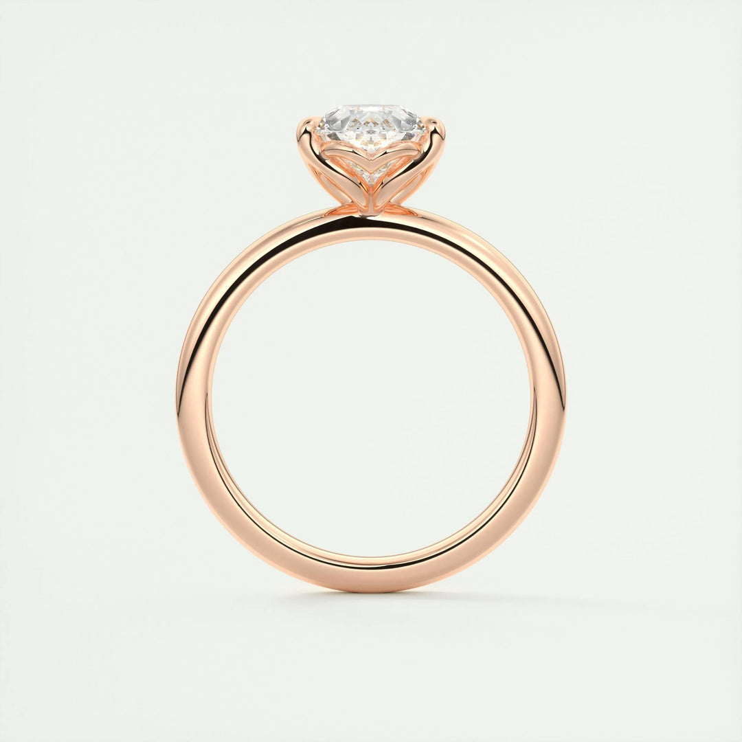 Profile view of pear cut solitaire engagement ring band