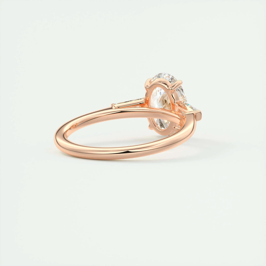 Buy oval cut three stone diamond engagement ring with free shipping