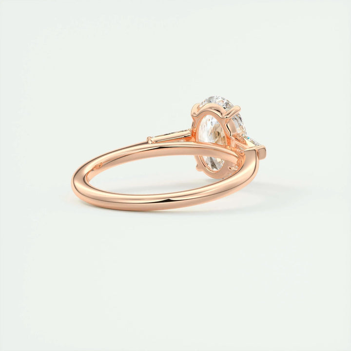 Buy oval cut three stone diamond engagement ring with free shipping