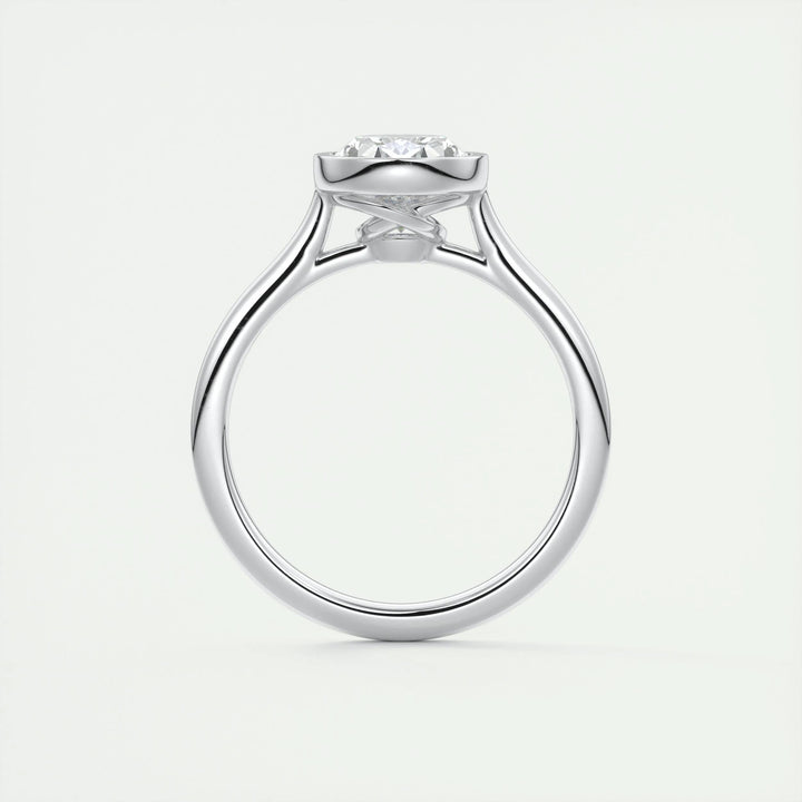 Oval bezel lab grown diamond ring in jewelry gift box