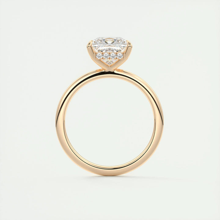 Princess hidden halo lab grown diamond ring in jewelry gift box