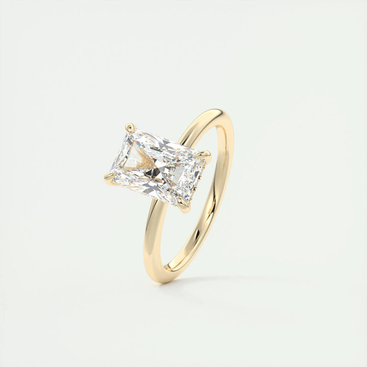 Buy radiant cut hidden halo diamond engagement ring with free shipping