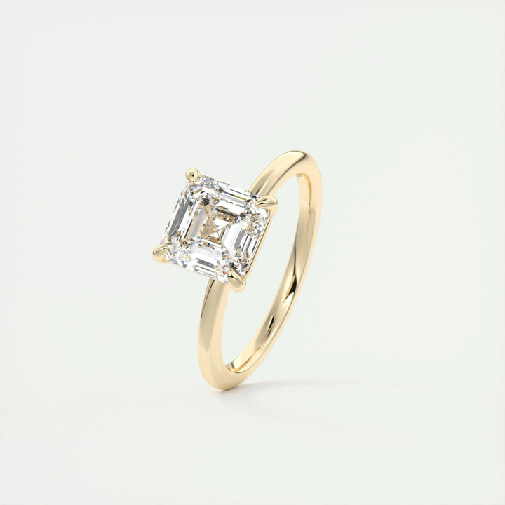 Asscher cut solitaire engagement ring with IGI certified center diamond