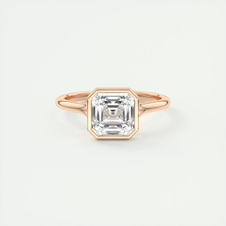 Fine craftsmanship detail on asscher bezel engagement ring