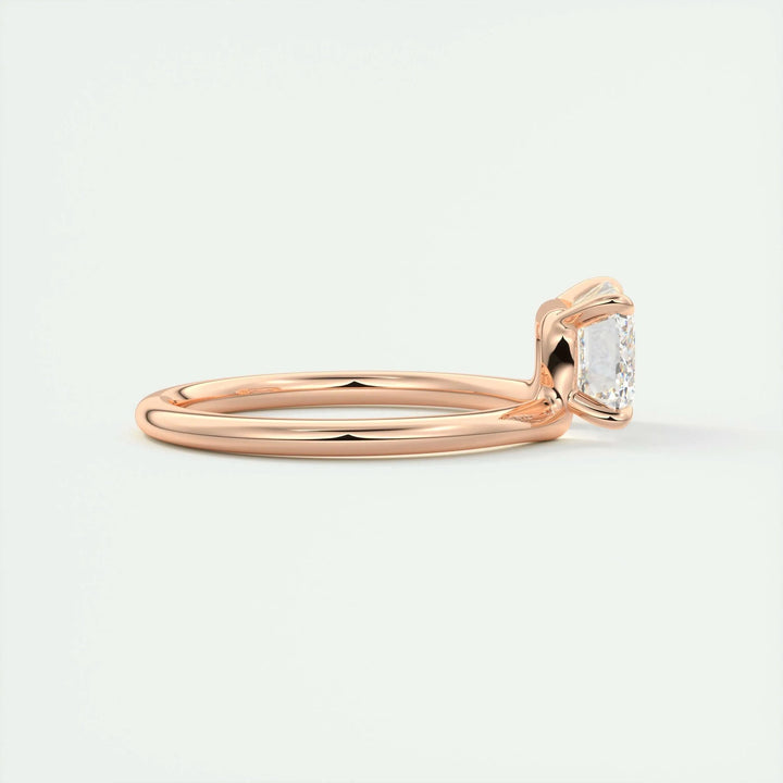 Emerald solitaire engagement ring with certified lab grown diamond