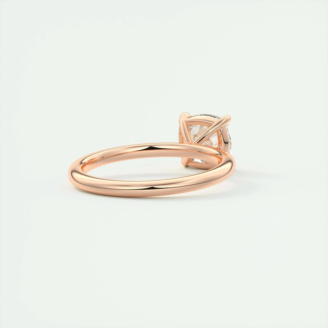Fine craftsmanship detail on cushion solitaire engagement ring
