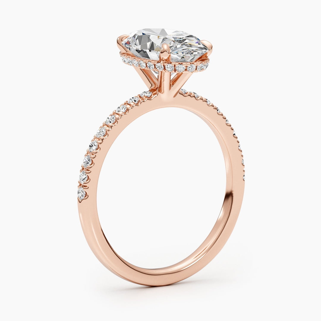 Oval pave engagement ring with certified lab grown diamond