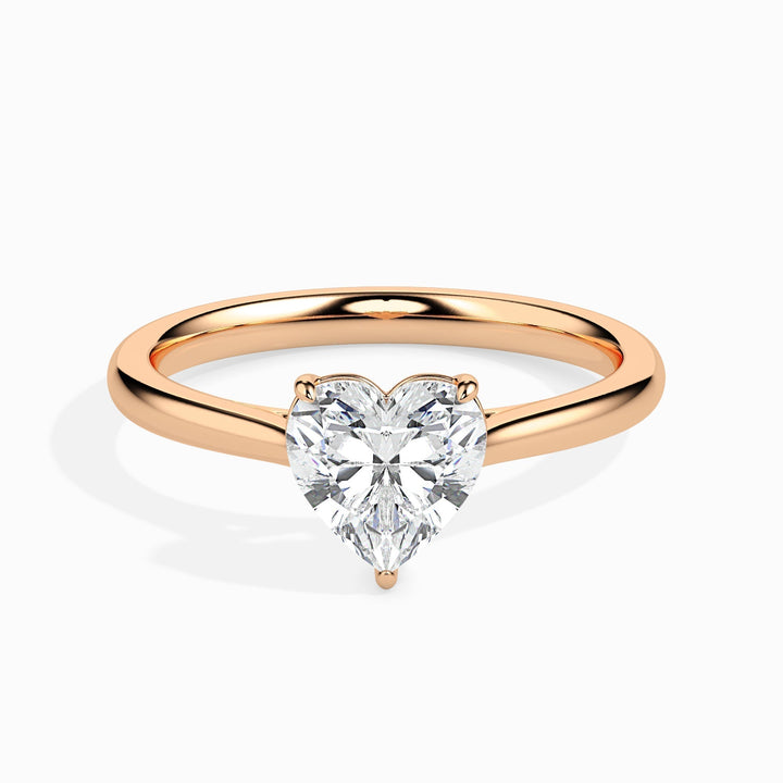 Profile view of heart cut solitaire engagement ring band