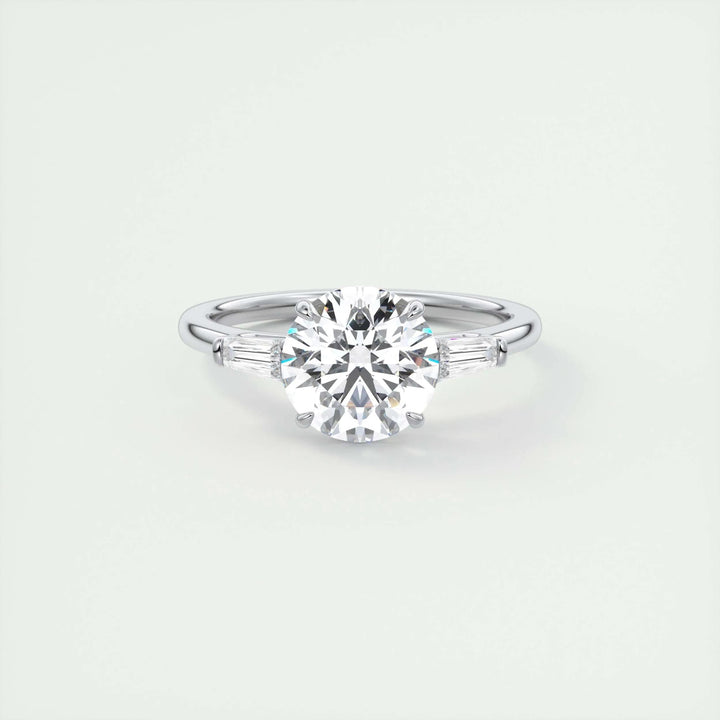 Buy 2CT round three stone lab grown diamond engagement ring online