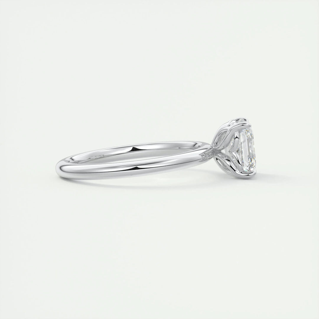 Macro shot of asscher cut diamond facets in solitaire ring setting