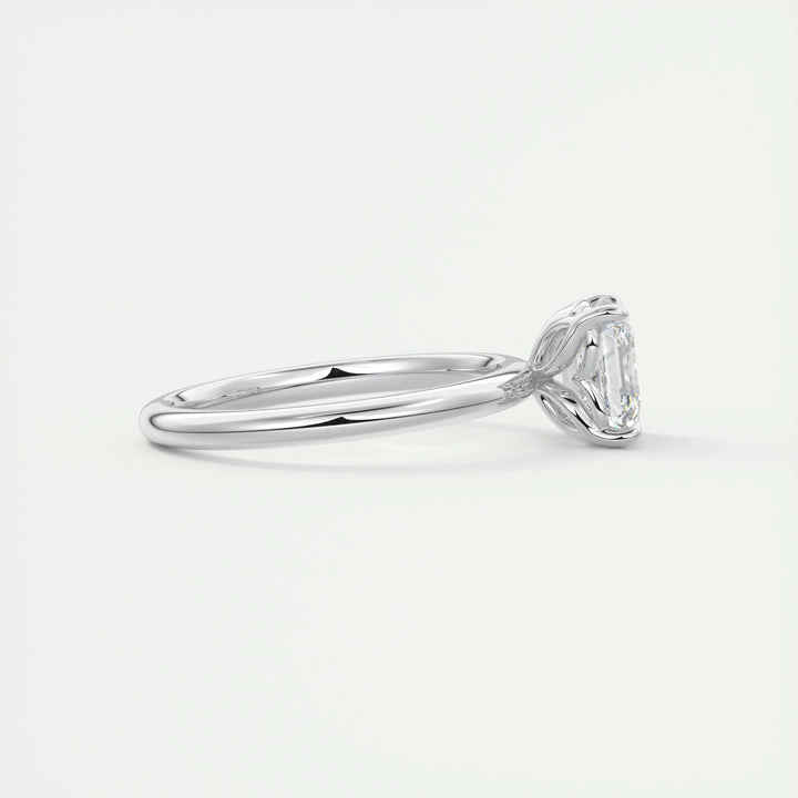 Macro shot of asscher cut diamond facets in solitaire ring setting