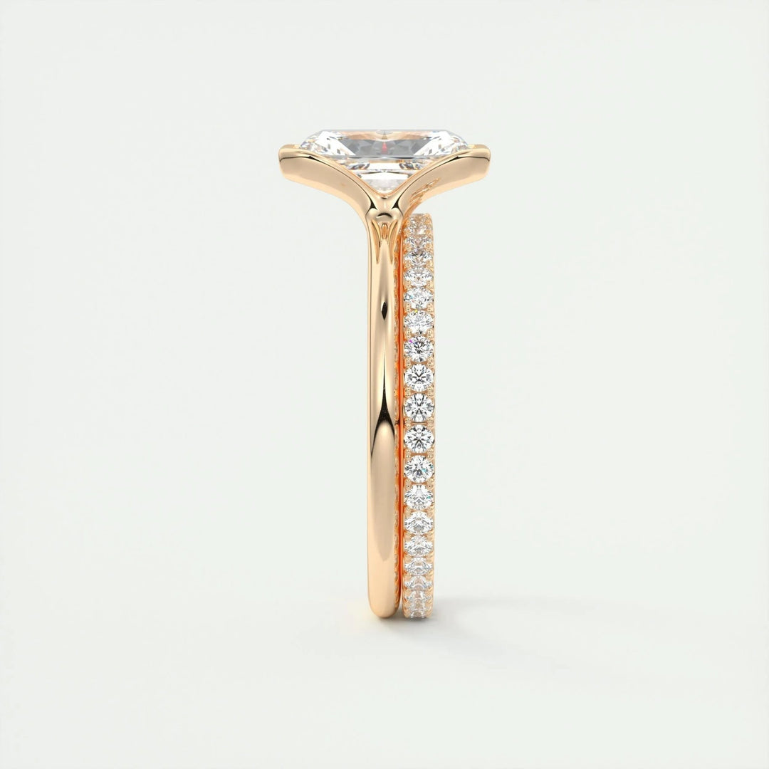 Radiant solitaire lab grown diamond ring fitted on finger