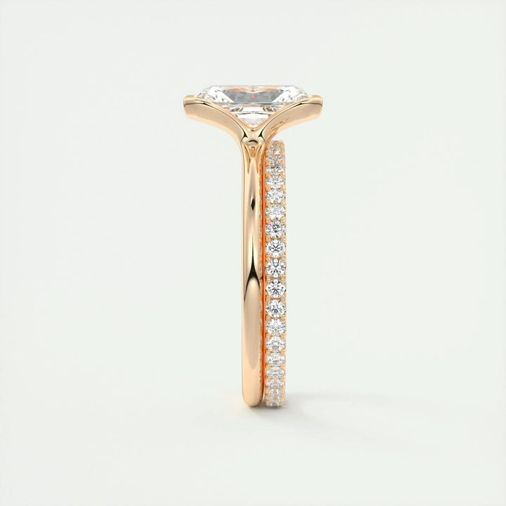Radiant solitaire lab grown diamond ring fitted on finger