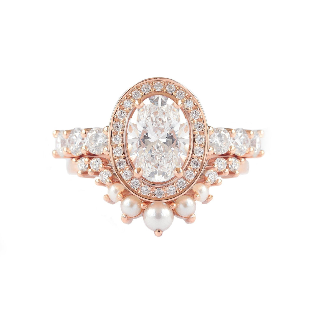 Premium oval cut halo engagement ring crafted in solid gold