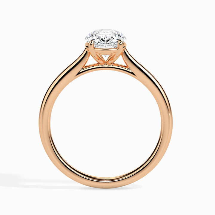 Oval solitaire engagement ring shown on hand for true-to-life sizing