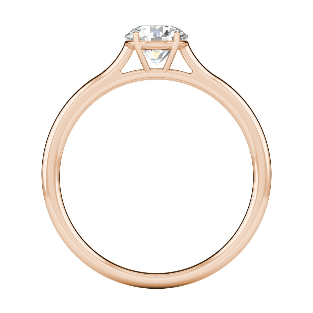 Macro shot of round cut diamond facets in solitaire ring setting