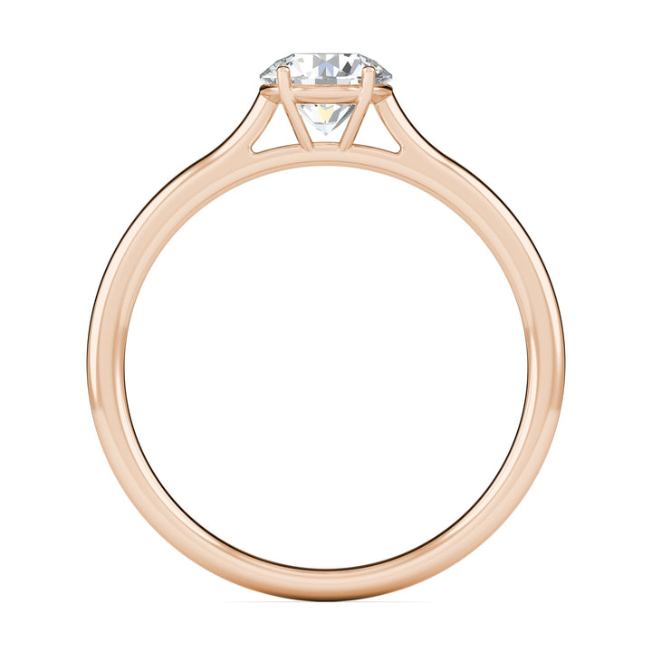 Macro shot of round cut diamond facets in solitaire ring setting